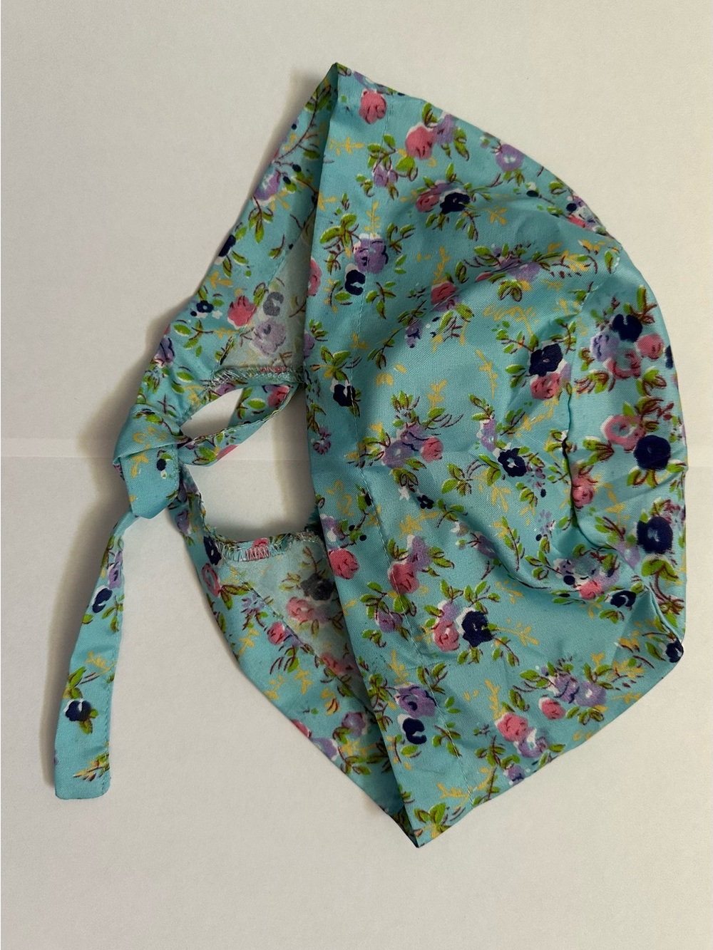 Floral Turquoise Scrub Cap with Tie Back